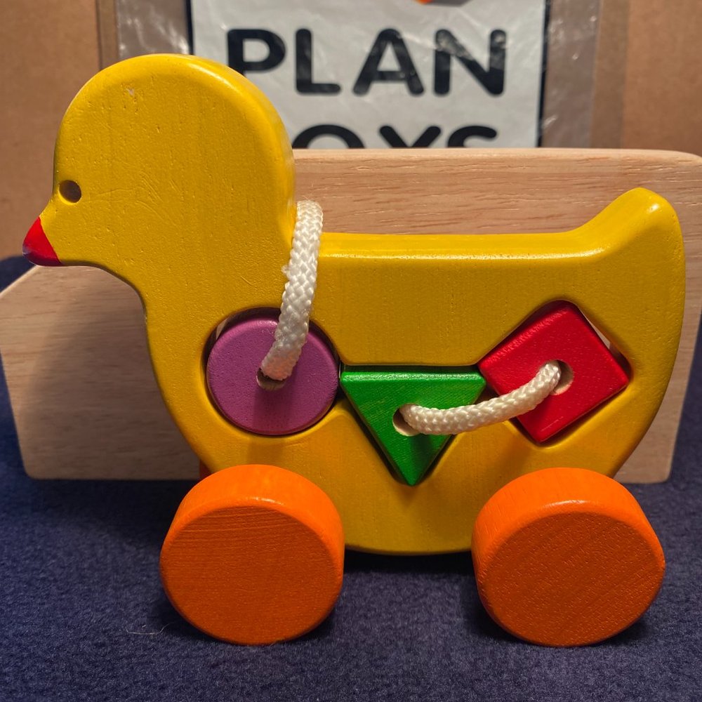 PLAN Toy Wood Duck Shape Sort Toy and Lacing Shoe - Picture 2 of 5